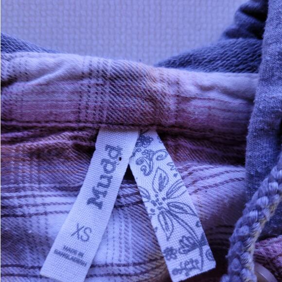 Mudd Womens Plaid Button Hoodie XS Rust Pink Gray Lightweight Cotton Modal - Picture 5 of 10